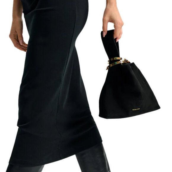 Veronica Beard Black Suede Bracelet-Closure Handbag - Picture 3 of 3